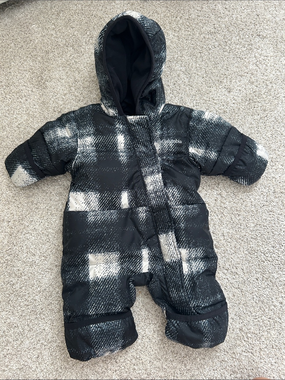 Columbia Black and White Hooded Infant Snowsuit One-Piece